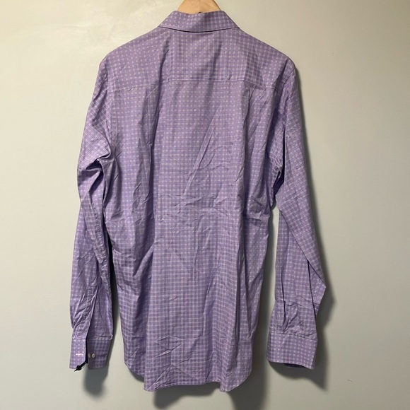 David Donahue Trim Purple Checkered Button Down Shirt - Picture 7 of 7